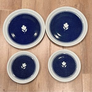 4 PCs Harmony Block Vista Alegre Blue Note - Salad Plates 8” & Dinner Plates 11”